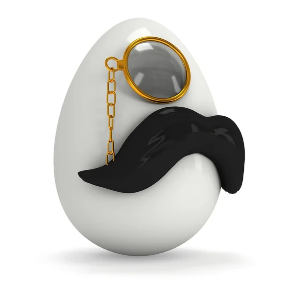 Egg with mustache and monocle — Zdjęcie stockowe