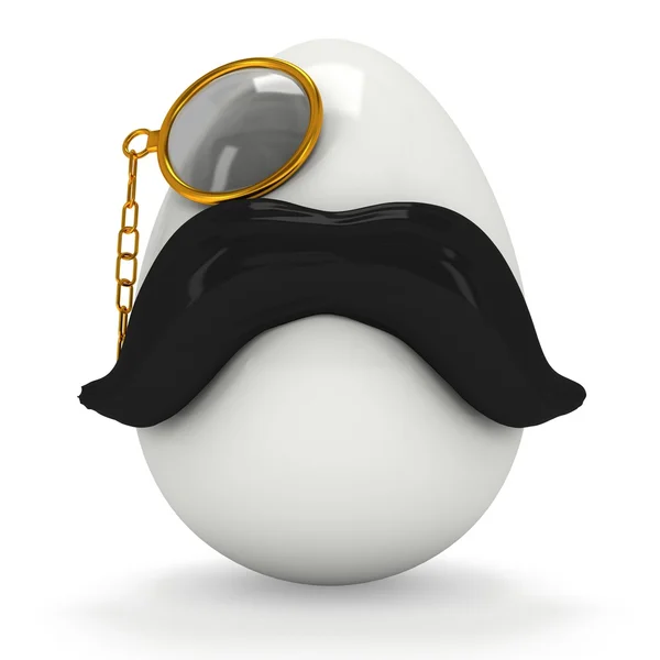 Egg with mustache and monocle — Stock Fotó