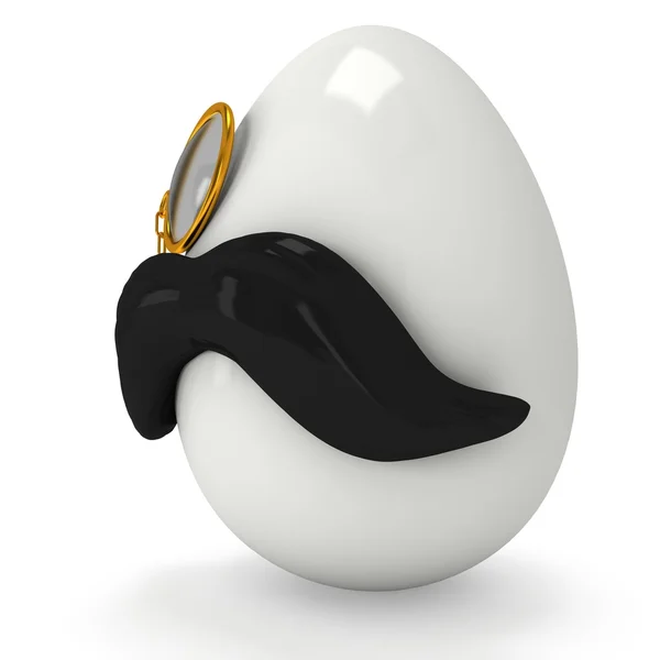 Egg with mustache and monocle — Stockfoto