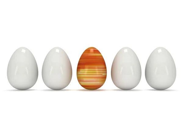 Påskeæg i en række af de hvide æg - Stock-foto
