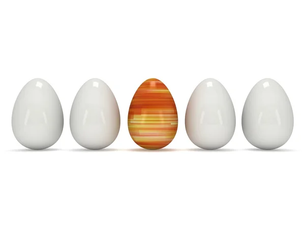 Easter egg in a row of the white eggs — Stock fotografie