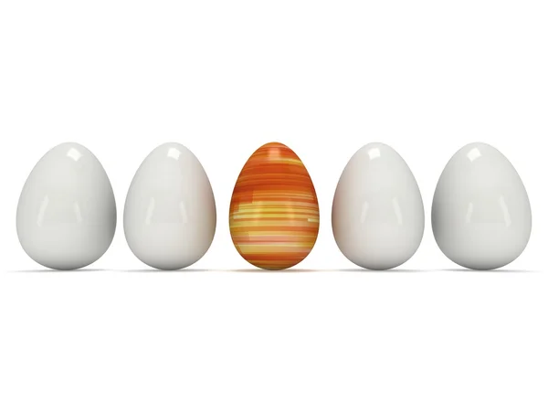 Easter egg in a row of the white eggs — Stock fotografie