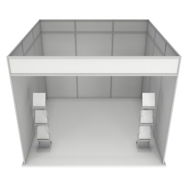 Trade Show Booth Expo Box. 3D White and Blank.
