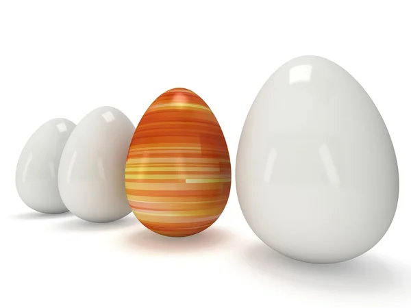 Easter egg in a row of the white eggs — Stok fotoğraf