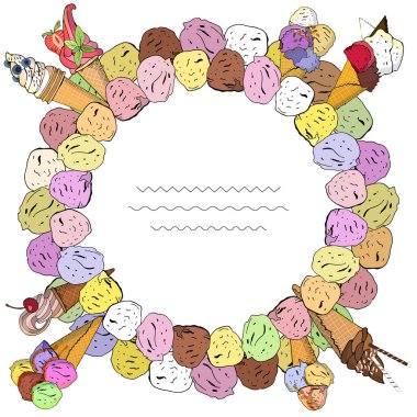 Dondurma şablonu. Beyaz arkaplanda vektör illüstrasyonu