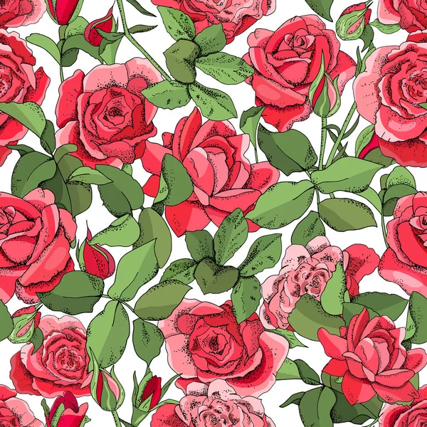 Bezešvý Vzor Růže Výborné Pro Tkaniny Tapety Dárkové Krabice Pohlednice — Stockový vektor