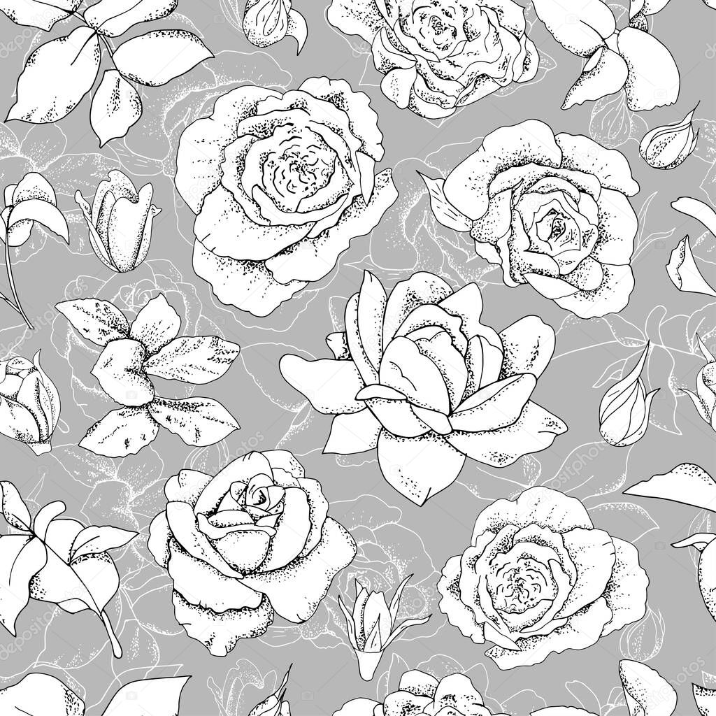 pics Black And White Rose Wallpaper Drawing seamless black and white rose pattern