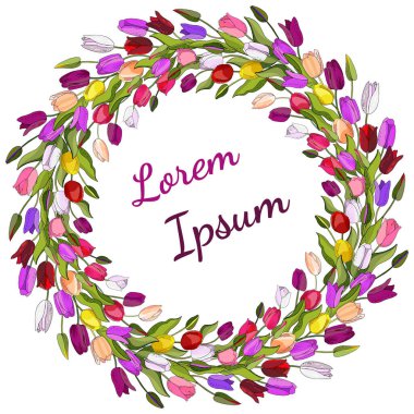 Renkli lalelerden çiçek desenleri.