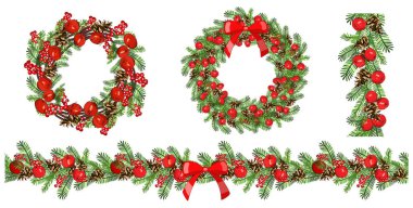 Vektör noel aralıksız sınır ve çerçeve beyaz üzerine izole.