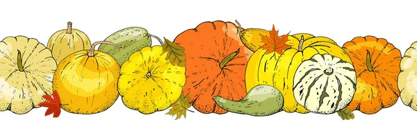 Осенний Бесшовный Рисунок Осенних Элементов Изолирован Белом Фоне — стоковый вектор