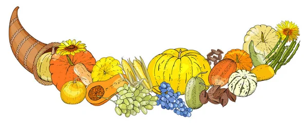 秋天无缝的元素图案 带有感恩的符号 肉豆蔻 土耳其 胡萝卜 — 图库矢量图片