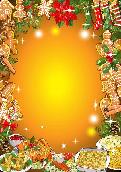 Χριστουγεννιάτικη Και Πρωτοχρονιά Πρόσκληση Ευχετήρια Κάρτα Σχεδιασμού Του Φόντο Χειμερινές — Διανυσματικό Αρχείο