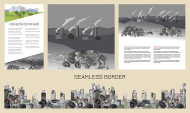 Environmental disaster of plastic debris in the city. The problem of cleaning and separation of garbage. Air pollution by plants and factories. The concept of ecology.