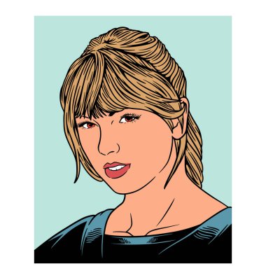 Taylor Swift, şarkıcı, şarkı yazarı, ünlü bir müzisyen. Çok yetenekli ve ilham verici genç bir bayan şarkıcı. Renkli sanat tasarımı vektör çizimi. 25 Eylül 2020