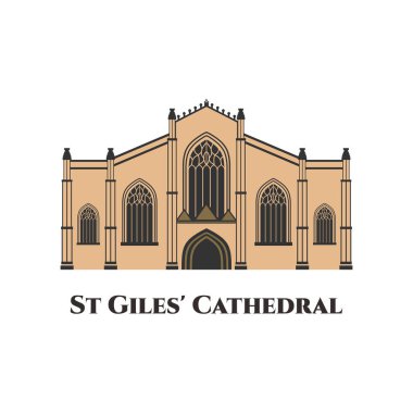 Edinburgh düz vektör tasarımlı St. Giles Katedrali. Edinburgh 'un Yüce Kirk' ü İskoç başkentinin göbeğinde konumlandı. Harika mahzenleri olan gerçek bir tarihi görmek için harika bir yer.