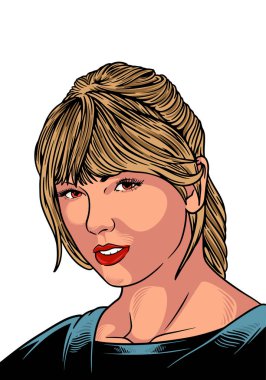 Taylor Swift, şarkıcı, şarkı yazarı, ünlü bir müzisyen. Çok yetenekli ve ilham verici genç bir bayan şarkıcı. Renkli sanat tasarımı vektör çizimi. 25 Eylül 2020