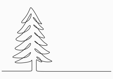 Bir sıra Noel ağacı çizimi. Mutlu Noeller ve mutlu yeni yıl çizimleri. Yılbaşı kutlaması için Noel ağacı ve beyaz arka planda izole edilmiş yeni yıl..