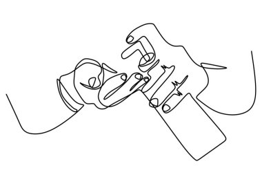 Beyaz arka planda izole edilmiş sıvı sabunlu bir el çizimi. Ellerini sabunla ya da el dezenfektanı ile yıka. Sanat tasarımı minimalist tarzında. Vektör illüstrasyonu