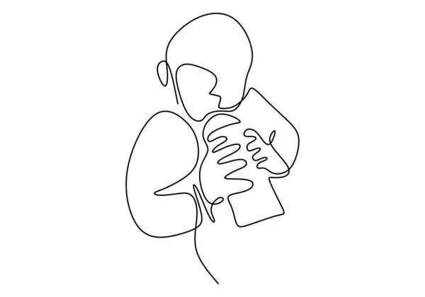 Dessin Une Seule Ligne Bébé Avec Sucette Mignon Petit Enfant — Image vectorielle