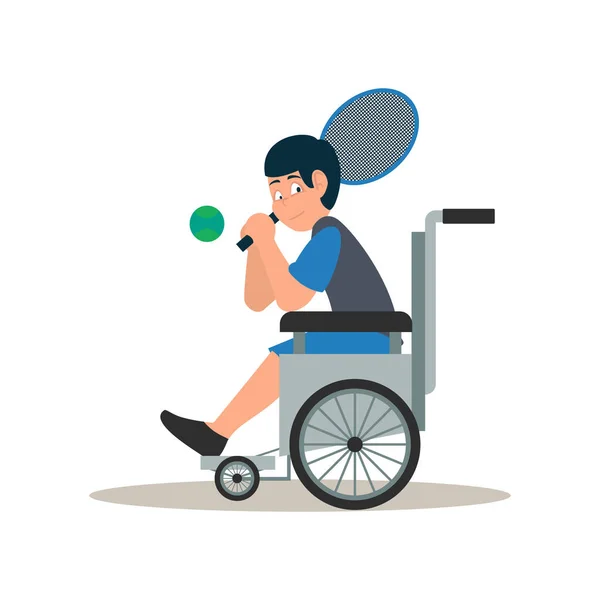 Ребёнок Инвалид Инвалидном Кресле Мальчик Инвалид Сидящий Инвалидной Коляске Держа — стоковый вектор