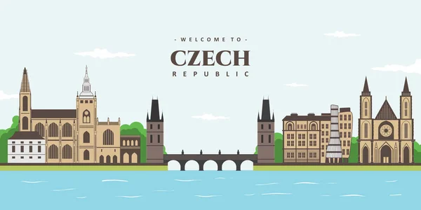 Una Vista Della Assolutamente Splendida Praga Repubblica Ceca Panorama Bellezza — Vettoriale Stock