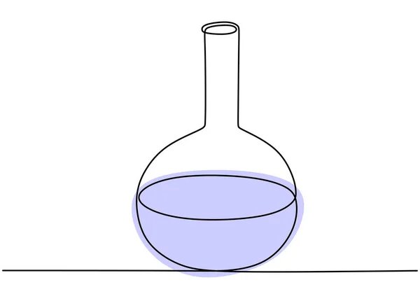 Único Frasco Ciência Química Linha Contínua Arte Isolado Fundo Branco — Vetor de Stock