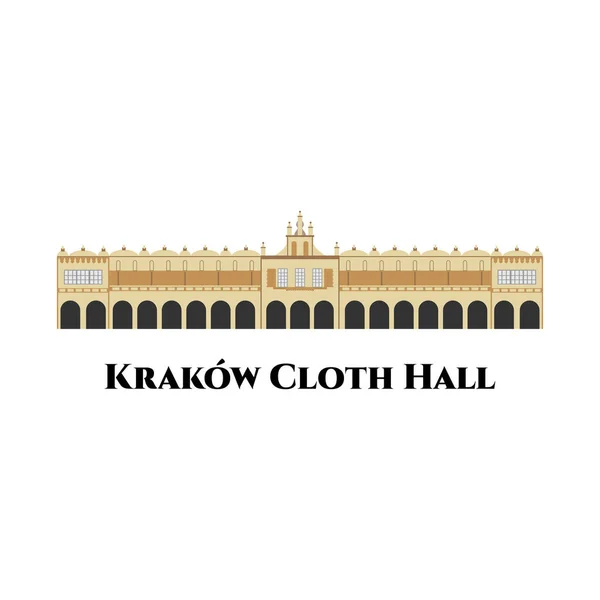 폴란드 Krakow 스카이라인 Krakows Cloth Hall 입니다 폴란드 크라코프 Krakow — 스톡 벡터