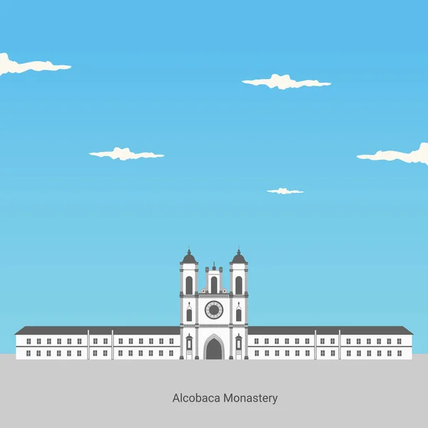 Vista Mosteiro Alcobaca Portugal Património Mundial Unesco Marco Clássico Para — Vetor de Stock