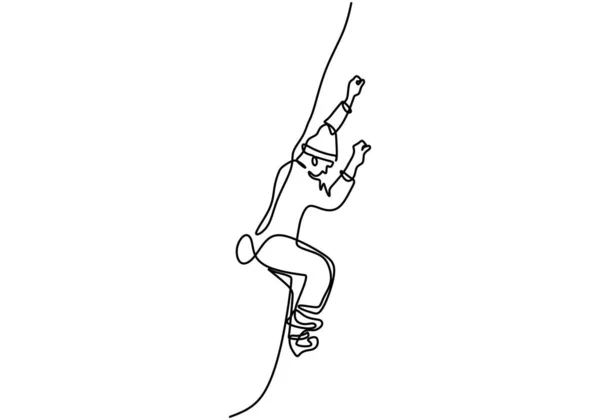 Непрерывный Рисунок Человека Занимающегося Скалолазанием Энергичный Молодой Мужчина Практикует Скалолазание — стоковый вектор