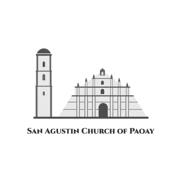 Igreja San Agustin Património Mundial Unesco Igreja San Agustin Paoay — Vetor de Stock