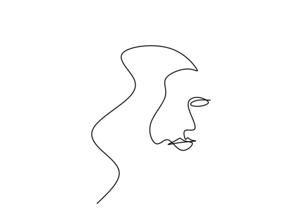 Affiche Abstraite Avec Minimum Belle Femme Visage Dessin Ligne Modèle — Image vectorielle