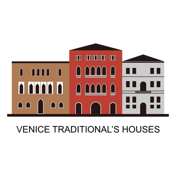 Traditionella Venetianska Hus Utsikt Ram Med Traditionell Italiensk Hus Stil — Stock vektor