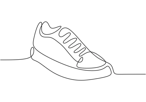 One Line Drawing Shoe Sneakers Sport Shoes Hand Drawing Minimalism — Stock Vector