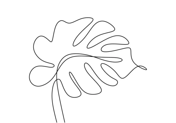 Monstera Feuille Art Linéaire Continu Nature Plante Minimalisme Dessin Main — Image vectorielle