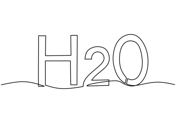 Continuous One Single Line Drawing H2O Chemistry Chemical Formula Water — Stock Vector