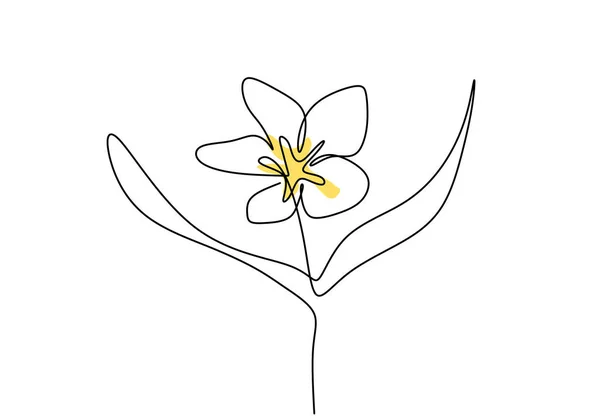 Цветет Одной Линией Непрерывный Стиль Рисования Жасмин Балийские Цветы Минималистский — стоковый вектор