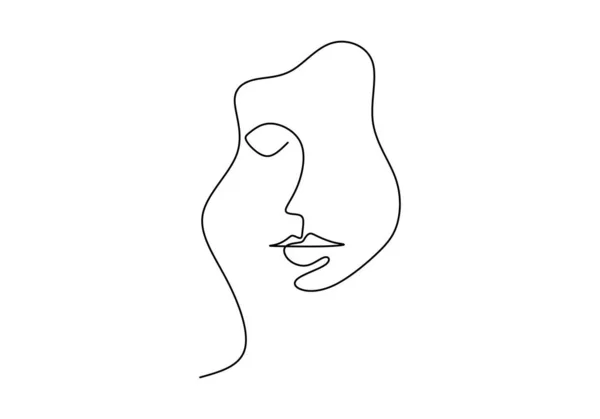 Cartel Abstracto Con Mínimo Hermoso Rostro Mujer Dibujo Una Línea — Vector de stock