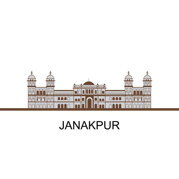 Janaki Mandir 它是尼泊尔密西拉地区Janakpur的一座印度教寺庙 尼泊尔拉杰普特建筑的最重要的例子 美丽的设计建筑 旅行指南主题 — 图库矢量图片