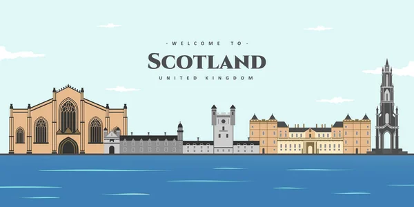 스코틀랜드수도 에든버러 스코틀랜드의 수도는 유럽에서 독특하고 기억에 도시중 하나이다 이곳을 — 스톡 벡터