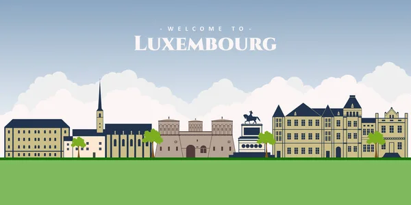 Panorama Luxembourg Top View Luxembourg Famous Landmark Tourists Destination Old — Stock Vector