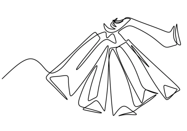 白い背景に隔離されたショッピングバッグを持つ女性の手を引く1つの連続ライン ショッピングモールと環境に優しいコンセプトシングルラインハンドはミニマリストデザインを描きます ベクターイラスト — ストックベクタ