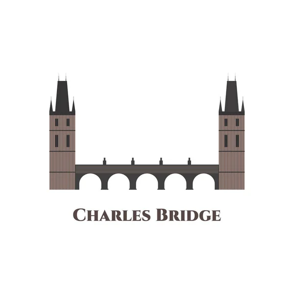 プラハ チャールズ橋のベクトルイラスト チェコ共和国プラハのヴルタヴァ川 モルダウ を渡る歴史的な橋 世界で最も美しい場所の一つは間違いなく — ストックベクタ