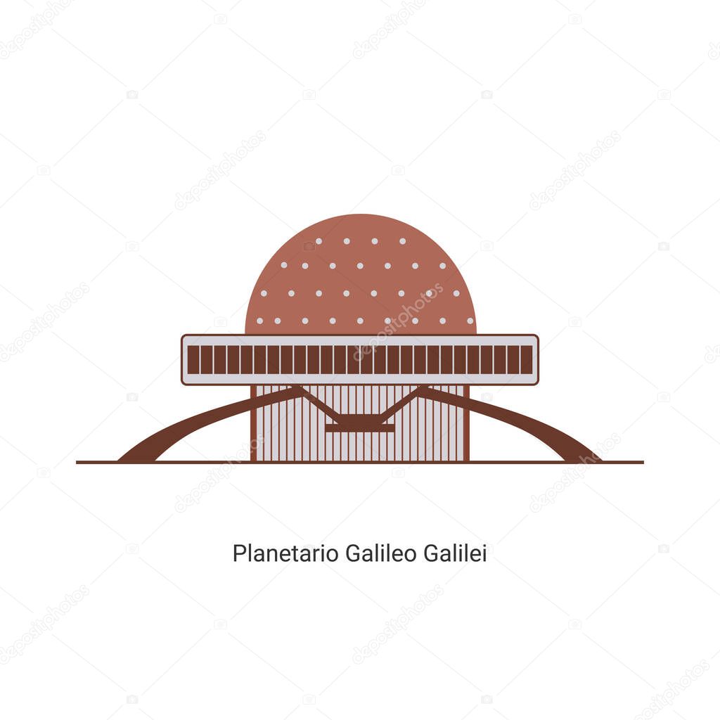 Architecture of the Galileo Galilei planetarium known as Planetario, in the Palermo district of Buenos Aires, Argentina. The world famous landmark. Recommended for vacation tourists while studying