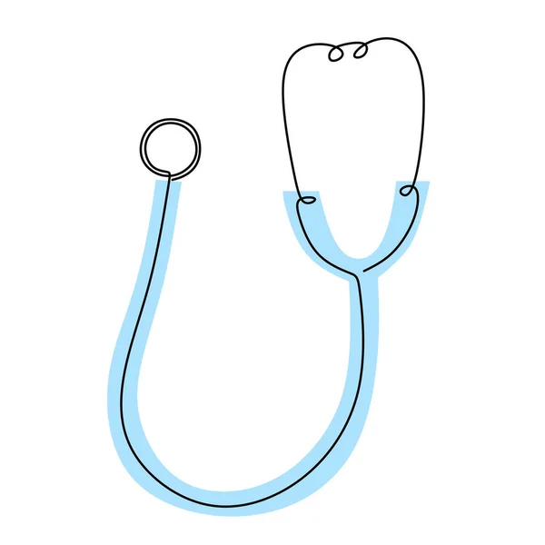 One Line Logo Design Stethoscope Equipment Doctor Examining Patient Heart — Stock Vector