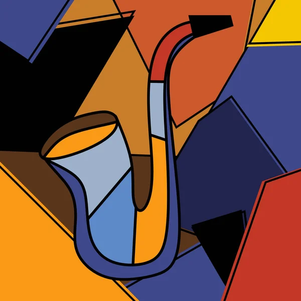 Jazz Instrumento Música Saxofón Colorido Patrón Fondo Geométrico Abstracto Saxofón — Archivo Imágenes Vectoriales