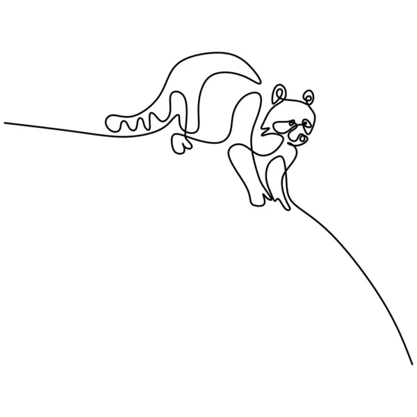 Mapache Una Línea Continua Dibujo Divertido Concepto Mascota Animal Mapache — Archivo Imágenes Vectoriales