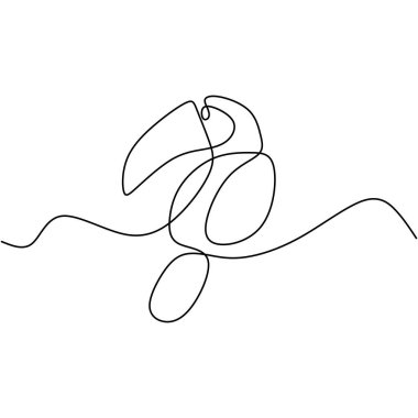 Şirin Tukan kuşunun aralıksız çizdiği bir çizgi. Güzel egzotik bir kuş, beyaz arka planda izole edilmiş bir tepe noktası var. Ulusal Koruma Parkı ikonu için nesli tükenmekte olan hayvan maskotu kavramı.