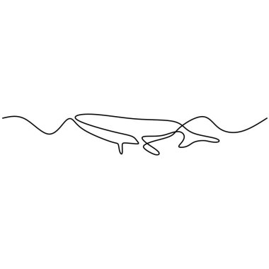 Şirin bir yunus çizimi. Büyük bir balina denizde yüzüyor. Komik memeli hayvan maskotu konsepti minimalist stil el çizimi vektör grafik tasarımı illüstrasyonu