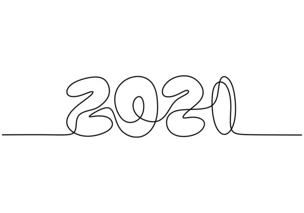 2021 Újévi Design Folyamatos Vonalrajz Stílus Minimalista Fekete Lineáris Vázlat — Stock Vector