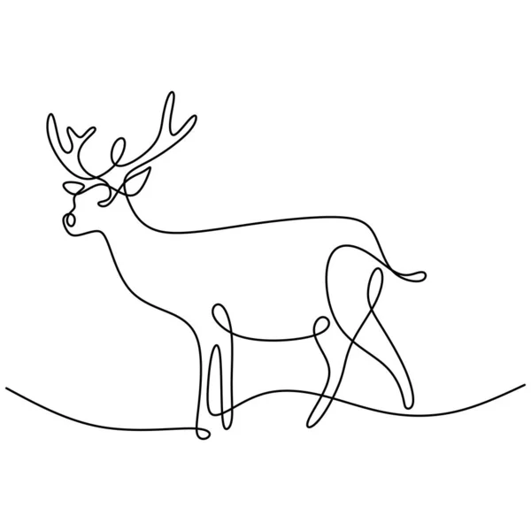 Une Silhouette Ligne Continue Cerf Renne Debout Sur Terrain Dessin — Image vectorielle